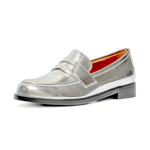 Image of ONEENO Women's Classic Flat Leather Penny Loafer