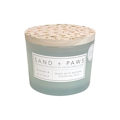 Sand + Paws Scented Candle - Ocean & Sea Salt - Additional Scents And Sizes –Luxurious Air Freshening Jar Candles Neutralize Pet Odors And Enhance Home Décor – 100% Cotton Lead-Free Wicks - 12 Oz #TOP21