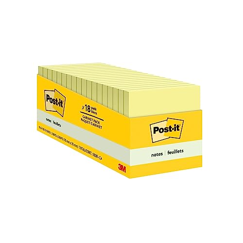 Image of Post-it Notes, 3 x 3-Inches, Canary Yellow, 18-Pads /Pack