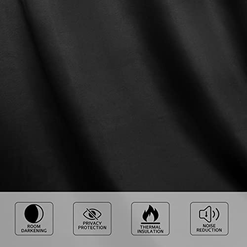 Image of MYSKY HOME Blackout Curtains 45 Inch Long for Bedroom Black Curtain for Kids Room Thermal Insulated Room Darkening Small Curtains with Grommet for Bathroom Laundry Room, Set of 2, 52 inch x 45 inch, Black