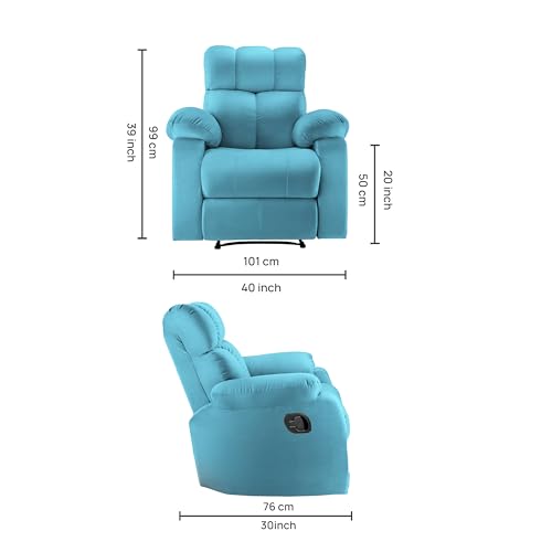Image of Little NAP Recliner Sofa | 1 Seater | 1 Year Warranty | Recliner Chair | 1 Seater Sofa Chair |1 Seater Helios Single Seater Manual Recliner for Living Room (Tarquoise,DIY)