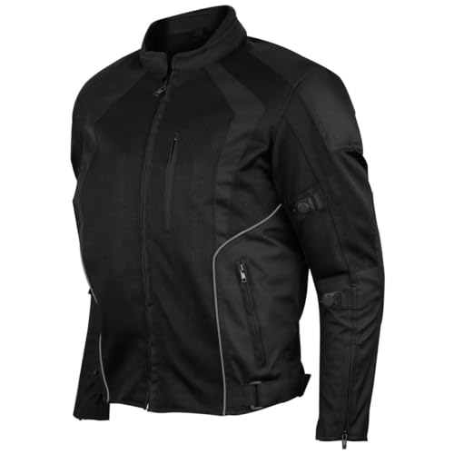 Vance Leather Roadside Mens Black All-Season Reflective Mesh & Textile Motorcycle Jacket w/CE Armor & Removable Liner (Black, 2X-Large)