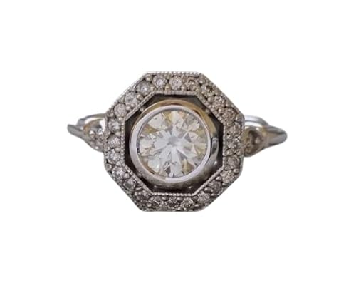 1.40 Ct Round Cut Halo Engagement Ring for Women – Antique Milgrain Victorian Hidden Filigree Design, 14K Gold Plated 925 Sterling Silver Handmade Art Deco Edwardian Jewelry