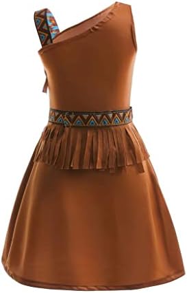 Lito Angels Déguisement Pocahontas – Robe Princesse Avec Bandeau Et Accessoires Frangés – Enfant Fille 3-8 Ans – Confortable Et Lavable