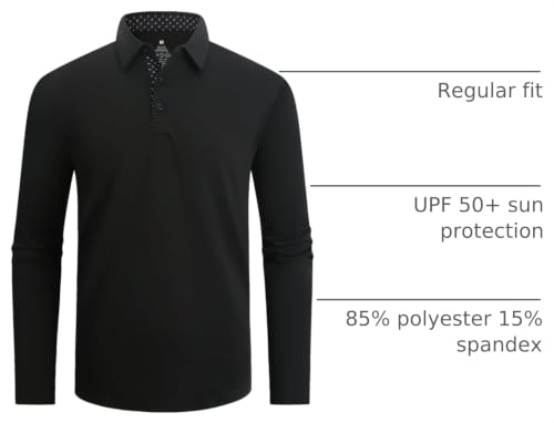 Camiseta polo para hombre de manga larga SAMERM, transpirable y con protección UV 50+, tejido elástico 4 vías, ideal para golf, trabajo de oficina y uso casual miniatura 4
