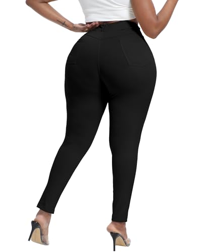 Womens Plus Size Pants Skinny Stretchy High Waisted Casual Ease into Comfort Dress Pants2