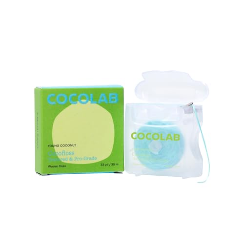 Image of Cocofloss Expanding Woven Dental Floss by Cocolab, Waxed Tooth Floss for Daily Oral Care, Coconut Oil Infused, Vegan, for Adults and Kids, Coconut Scent, 1 Pack