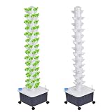 Vertical Hydroponic Grow Tower, 14-Layer 70 Slots Indoor Garden Tower with Movable Water Tank Hydrating Pump, Adapter Hydroponics Growing System Kit for Leafy Vegetables, Strawberries