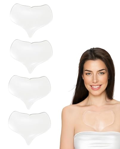 ZKUNL Parche Antiarrugas para Pecho Silicona Reutilizable 4 Piezas Set Prevenir y Eliminar Arrugas del Escote Reafirmante Hidratante para Cuidado Facial y Corporal Duradero