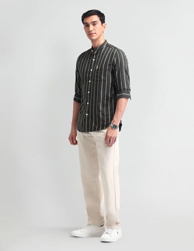 Image of U.S. Polo ASSN. Striped Slim Fit Formal Shirts for Men - 100% Cotton, Full Sleeve Mens Casual Shirts