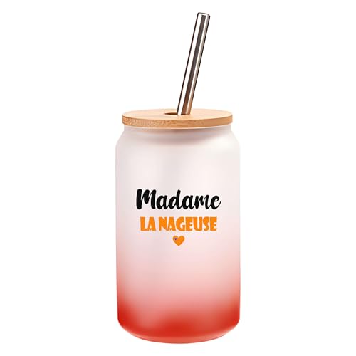 Verre à Cocktail Madame la nageuse | Cocktail Glass| Idée Verre à Cocktail Cadeau Anniversaire Fête Original Détente Travail Départ Collègue Summer Noël. (Orange)