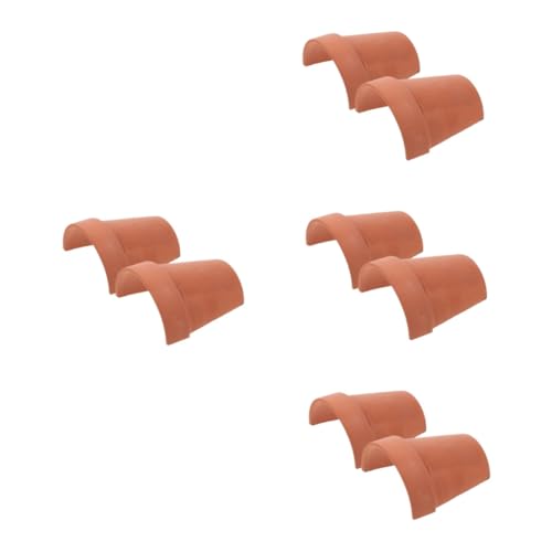 POPETPOP 4sets Reptile Hideout Pottery Clay Turtle Garden Decor for Resting and Feeding 2pcs*4