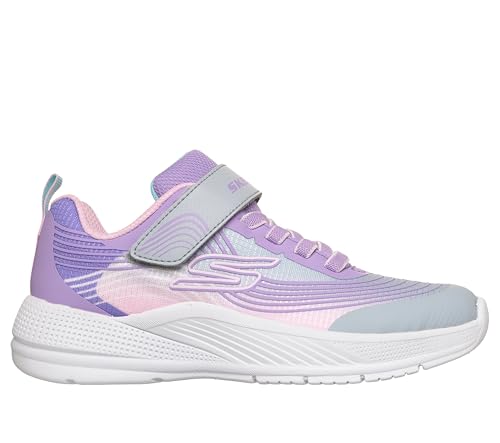 Skechers Baskets Microspec Advance pour fille, Gris clair/multicolore, 1 Little Kid