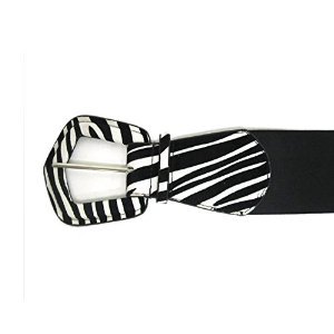 WonderMolly Women's Fashion Zebra Printed Wide Elastic Stretch Belt