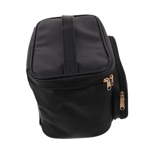 Trousse de maquillage femme en PU noir : organisateur cosmétique vertical et sac de toilette de voyage