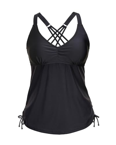 Tempt Me Women Tankini Top Only V Neck Swim Tops Tummy Control Bathing Suit Top No Bottom