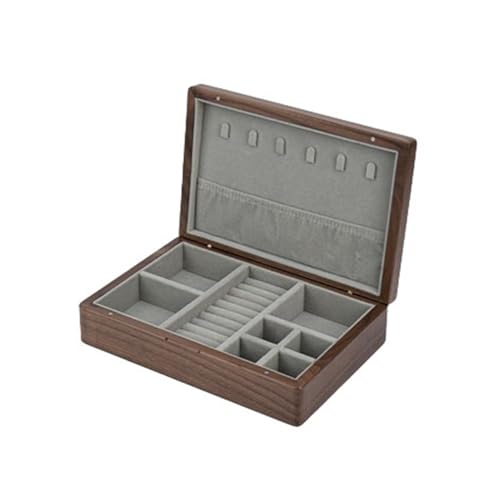 Hefiona ジュエリーボックス アクセサリーケース 木製 ジュエリー収納 宝石箱 大容量 おしゃれ 小物入れ ピアス ネックレス リング 指輪置き 女の子 女性用 ブラウン