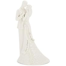 Roman 8.5" Wedding Cake Topper Elegant Bride and Groom Figurine with Love Is Patient Inscription, Porcelain Finish, Wedding or Anniversary Keepsake