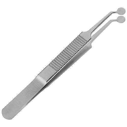 CANIGHT Gland Expressor Tweezer Smooth Paddle Eyelid Massage Tool Round Tip Stainless Steel Brow Tweezers