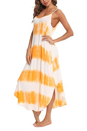 Aviier Nightgowns For Women Sexy Lingerie Dress Soft Full Slips Dresses With Pockets (Xxl, Yellow) #TOP2