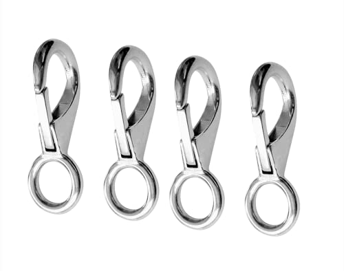 2/4Pcs Heavy Duty Stainless Steel 316 Spring Snap Hook Fixed Eye Clip Carabiner Marine Clip Dock Hardware Accessories (4Pack, 0#)