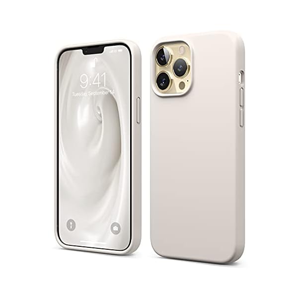 elago Compatible with iPhone 13 Pro Max Case, Liquid Silicone Case, Full Body Screen Camera Protective Cover, Shockproof, Slim Phone Case, Anti-Scratch Soft Microfiber Lining, 6.7 inch (Stone)