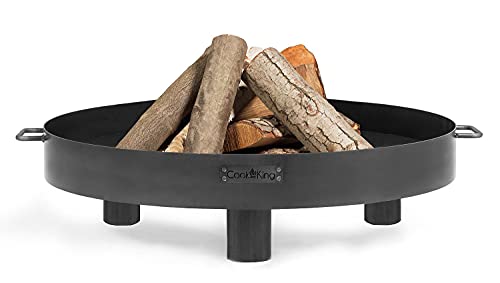 Cookking - Brasero redondo para jardín y terraza con asas, acero, color negro, 20 x 70 x 70 cm