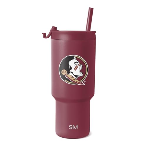 Simple Modern Officially Licensed Collegiate Florida State Seminoles 30 oz Tumbler with Flip Lid and Straws | Insulated Cup Stainless Steel | Gifts for Men | Trek Collection | Florida State University