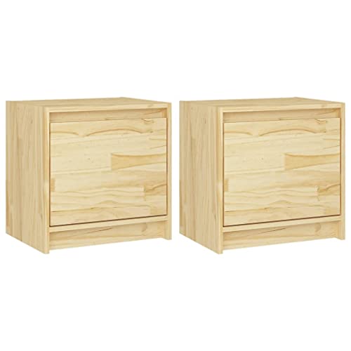 vidaXL 2X Bois de Pin Massif Tables de Chevet Tables de Nuit Armoires de Chevet Armoires de Lit Chambre à Coucher Intérieur 40x30,5x40 cm