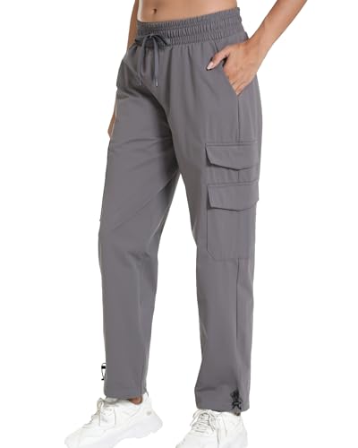 Image of Women's Joggers with Pockets, Hiking Cargo Water Resistant Lightweight Pants for Women Workout Athletic Travel Camping