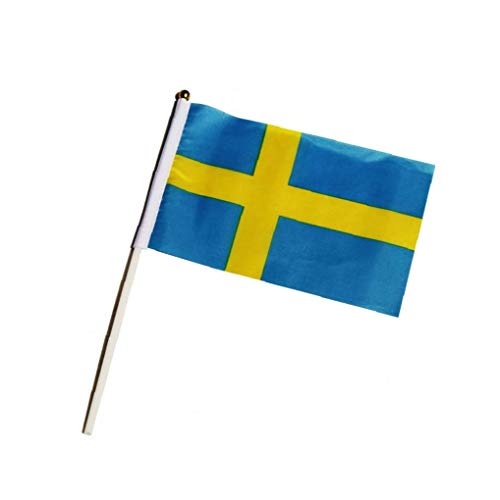 Schweden Stick Flag 14 x 21cm kleine Hand Flagge Mini Schweden Flagge 10 Stück Cover