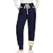bawilom Fleece Lined Sweatpants for Women Fashion Baggy Joggers Workout Lounge Comfy High Waisted Athletic Sweat Pants Navy