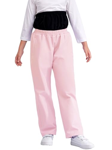 FEESHOW Kids Snow Ski Pants Girls Outdoor Hiking Sweatpants Waterproof Windproof Warm Winter Snowboard Pants Pink 10 Years