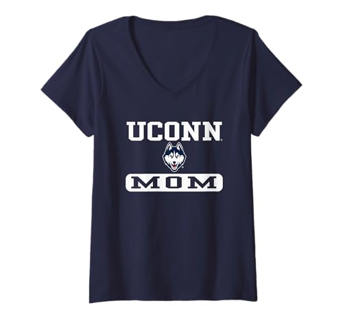 Womens Connecticut Huskies Mom Officially Licensed V-Neck T-Shirt