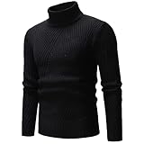 Material: poliéster Suéter de cuello alto de los hombres de invierno suéter de punto cálido casual suéteres masculino delgado suéter de punto, Negro, XL
