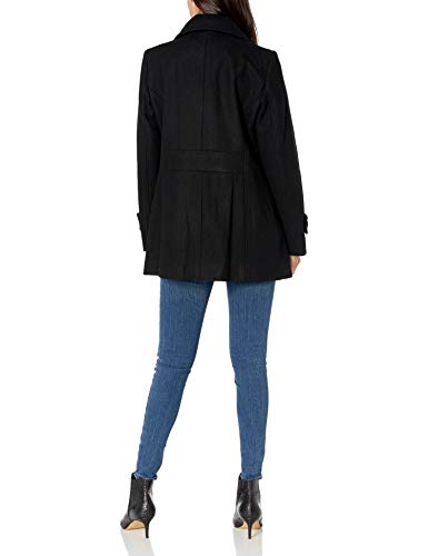 London Fog Womens Single-Breasted Wool With Scarf Pea Coat, Black, Medium Us #TOP1