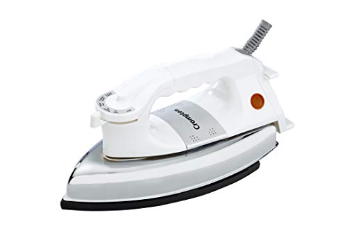 Crompton Rhino 1000-Watt Heavy weight Dry Iron with Non Stick Teflon Coating (White/Silver)