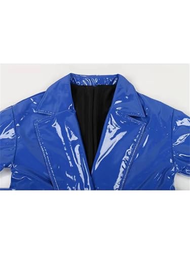 Women's PVC Leather Trench Coat, Oversized, Long, Flowing, Reflective Waterproof Jacket2
