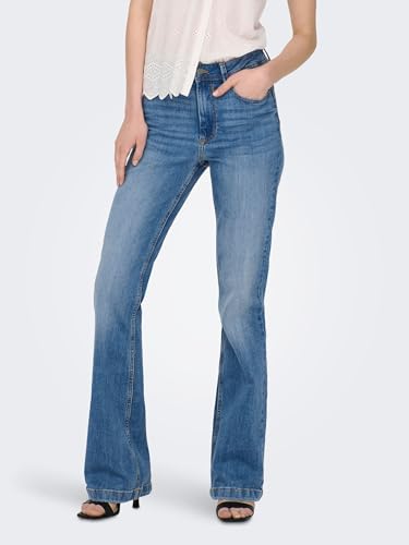 Image of ONLY Womens Relaxed Fit 5 Pocket Heavy Wash Jeans
