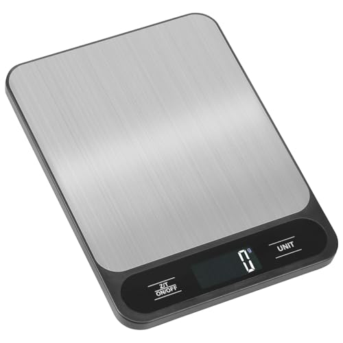 Digital Kitchen Scales, Food Weighing Scales with LCD Display, (1g/10kg) Weight Grams ml and Oz for Baking and Cooking, Stainless steel Tare Feature