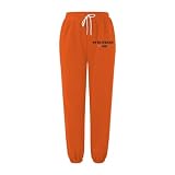 Pantalones de chándal para mujer, cintura alta, holgados, con cordón, estampado de monograma, pantalones deportivos, pantalones térmicos rectos, pantalones deportivos, cintura elástica, pantalones de