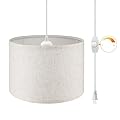 WimiSom Plug in Pendant Light,15 FT Hanging Lamp with Plug in Cord, Dimmable Switch, Pendant Lighting with Fabric Shade, Hanging Light Fixture for Living Room, Bedroom, Dining Room, Kitchen