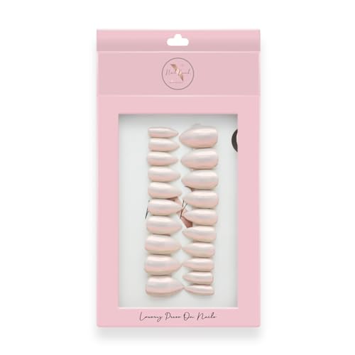 NailKnack® Hailey Bieber Nails – Glitter Nail Extension Kit – Set of 20 Reusable Press On Nails | UV Treated Gel Finished Artificial Nails with Glue | Lustrous GLOSSY Finish for Effortless Celebrity Style Manicures at Home