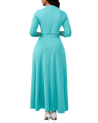 Image of BubFee Maxi Dresses for Women Semi Formal Long Dress 3 /4 Sleeve Casual A-line Church Dresses with Pockets