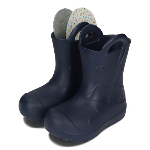 BeKiddy Kinder Gummistiefel aus EVA mit Griffen ultraleicht wasserdicht & rutschfest 22/2334/35. (Navy Blue 26/27 EU EU Schuhgrößensystem Kleinkind Numerisch (von/bis) M 26 27)