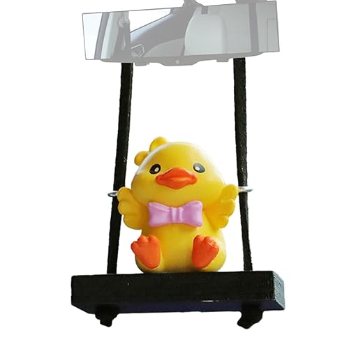 WOTEG Autospiegel-Behang-Ornament, Niedlicher Schaukel-Enten-Autoanhänger, Schaukel-Enten-Autodekoration, Niedlicher Regenmantel-Anhänger mit schwingender Ente für Wohnzimmer, Büro, Auto, Rucksack
