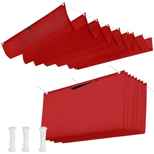 Toile d'ombrage rétractable rectangulaire et indéchirable en tissu technique rouge