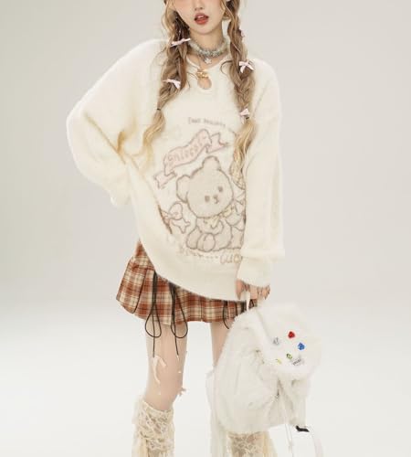 Kawaii Sweaters Women Teen Girls Cute Teddy Bear Pullover Sweater Graphic Sweater Knit Tops Kawaii Clothing2