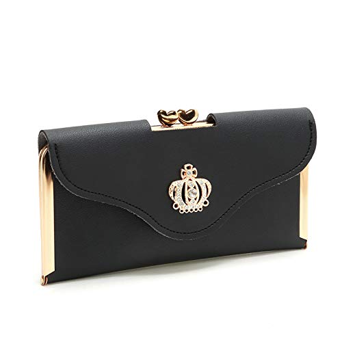 Preisvergleich Produktbild TXDIRECT geldbörse Damen klein geldbörse Kreditkartenetui für Frauen Lady Clutch Geldbörse Reisebrieftasche Schnalle Brieftasche Black