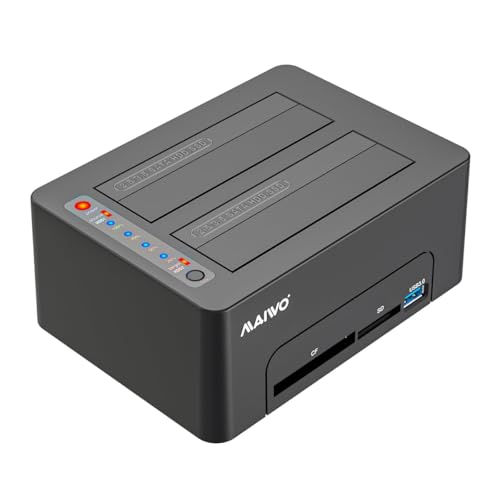 Image of MAIWO Dual Bay Hard Drive Docking Station with Offline Clone for 2.5 3.5 inch SATA HDD /SSD, Support Reading CF&SD Card, USB 3.0 5Gbps Drive Duplicator Cloner, 36TB Capacity